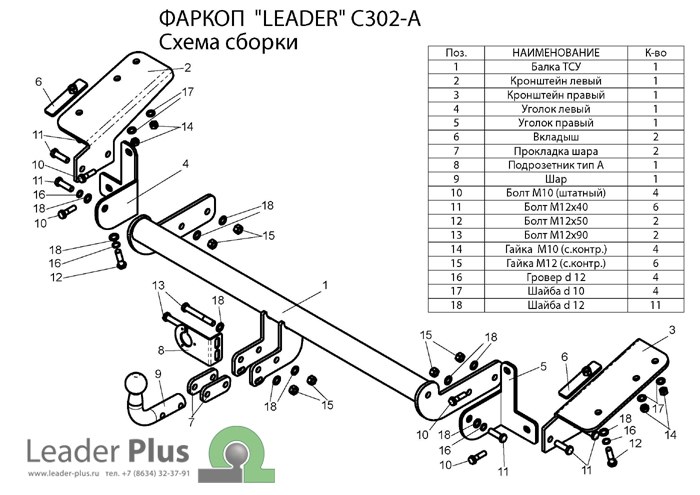 Фаркоп для CITROEN Berlingo L1 B9|PEUGEOT PARTNER L1B9