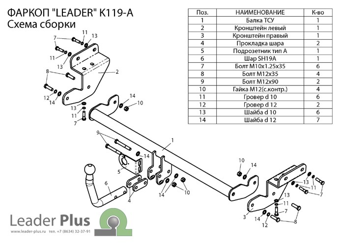 Фаркоп для KIA Ceed SW JD 2012|