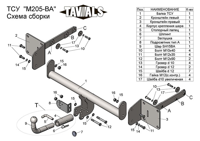 Фаркоп для Mercedes M-Class W164 2005-2011, GLS W166 2016-... c быстросъёмным шаром
