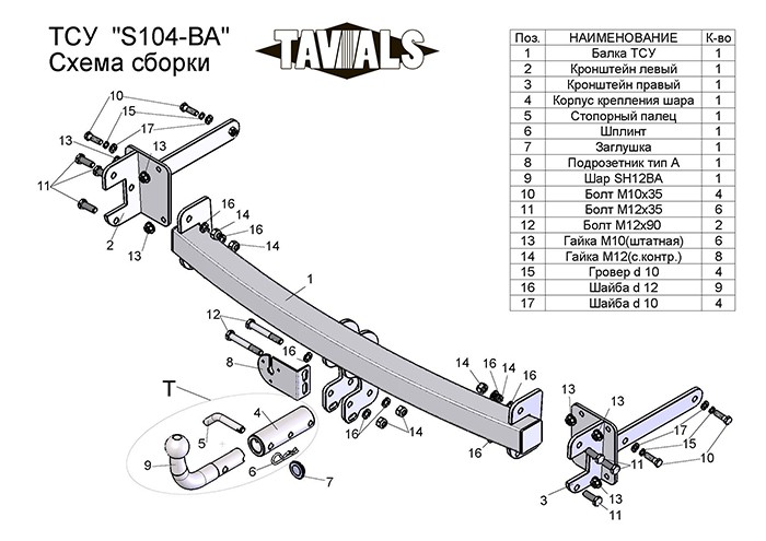 Фаркоп для SKODA Octavia TOUR 1U2 хэтчбек 1997 c быстросъемным шаром