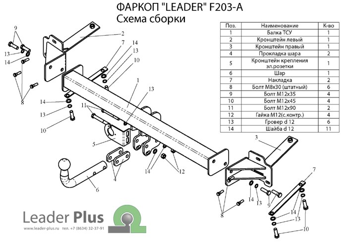 Фаркоп для FIAT Doblo 223 2001-2010|