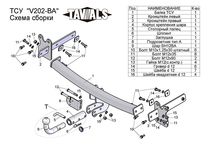 Фаркоп для VOLVO XC 70 универсал B 2007 c быстросъемным шаром