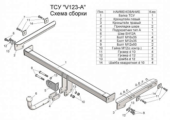 Фаркоп для Volkswagen Tiguan 2007-2018, Jetta 2010-..., Skoda Yeti 2009-2018, Kodiaq 2016-...