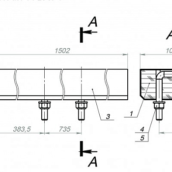 Ложемент В3517 ( L-1500 mm) со стремянками