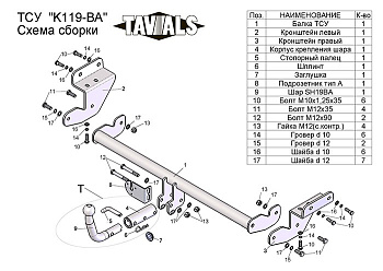 Фаркоп для Kia Ceed SW универсал JD 2012-... c быстросъёмным шаром